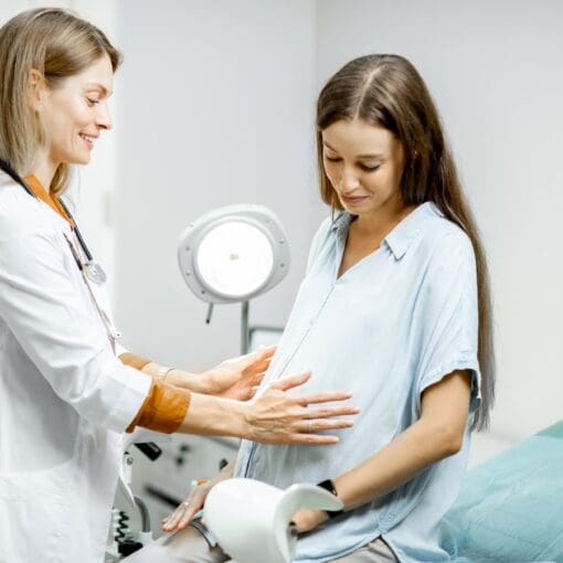 Pregnant Woman With Ginecologist In The Office